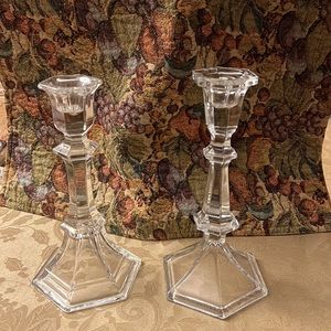 Pair 24 Lead Crystal Candle Stick Holders